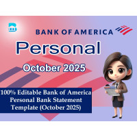 Editable Bank of America Bank Statement Oct 2025 Personal